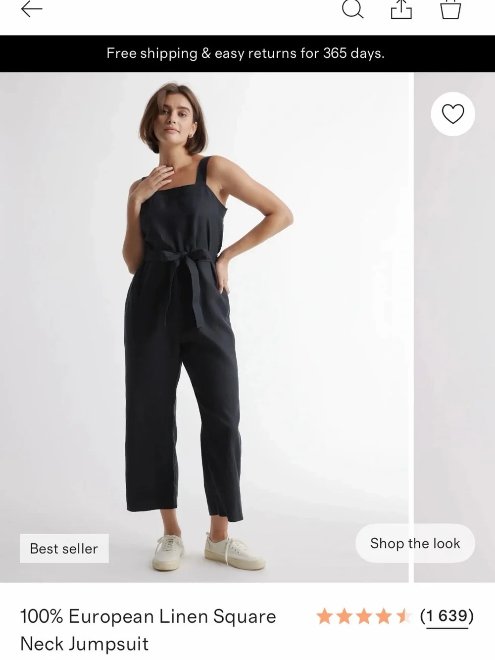 Quince Linen Jumpsuit in Black M